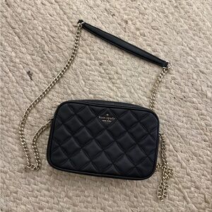 Kate Spade Quilted Black Crossbody Bag with Gold Chain